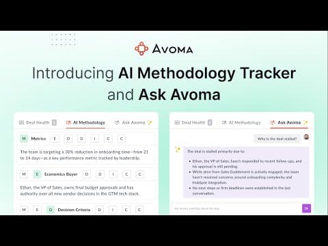 Introducing AI Sales Methodology Tracker + Ask Avoma, your new deal Copilot!