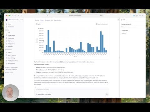 Cube demo: agentic analytics, workbooks, dashboards, AI-powered data modeling
