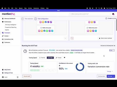 How to set up an A/B test with Mention Me